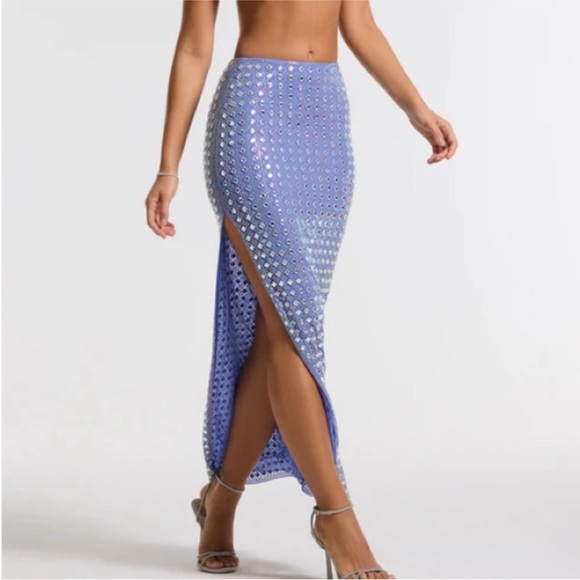 Oh Polly Iridescent Purple Maxi Skirt